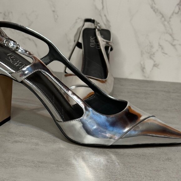 NEW! Franco Sarto "Amina," Silver Slingbacks - Picture 6 of 10